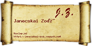 Janecskai Zoé névjegykártya